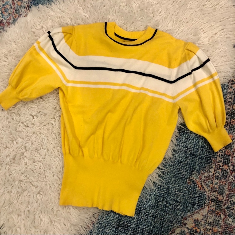 Who What Wear Yellow Puff Sleeve Sweater Sz Small